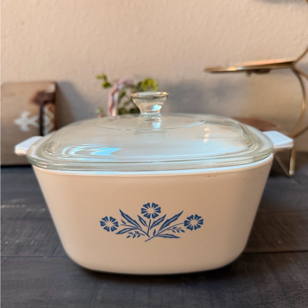 Vintage Corningware White Casserole Dish with Lid